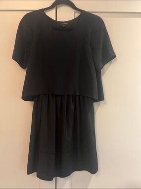Club Monaco Black Layered Short-Sleeve Mini Dress